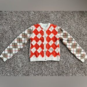 burberry kids Argyle Cardigan Sweater 14y